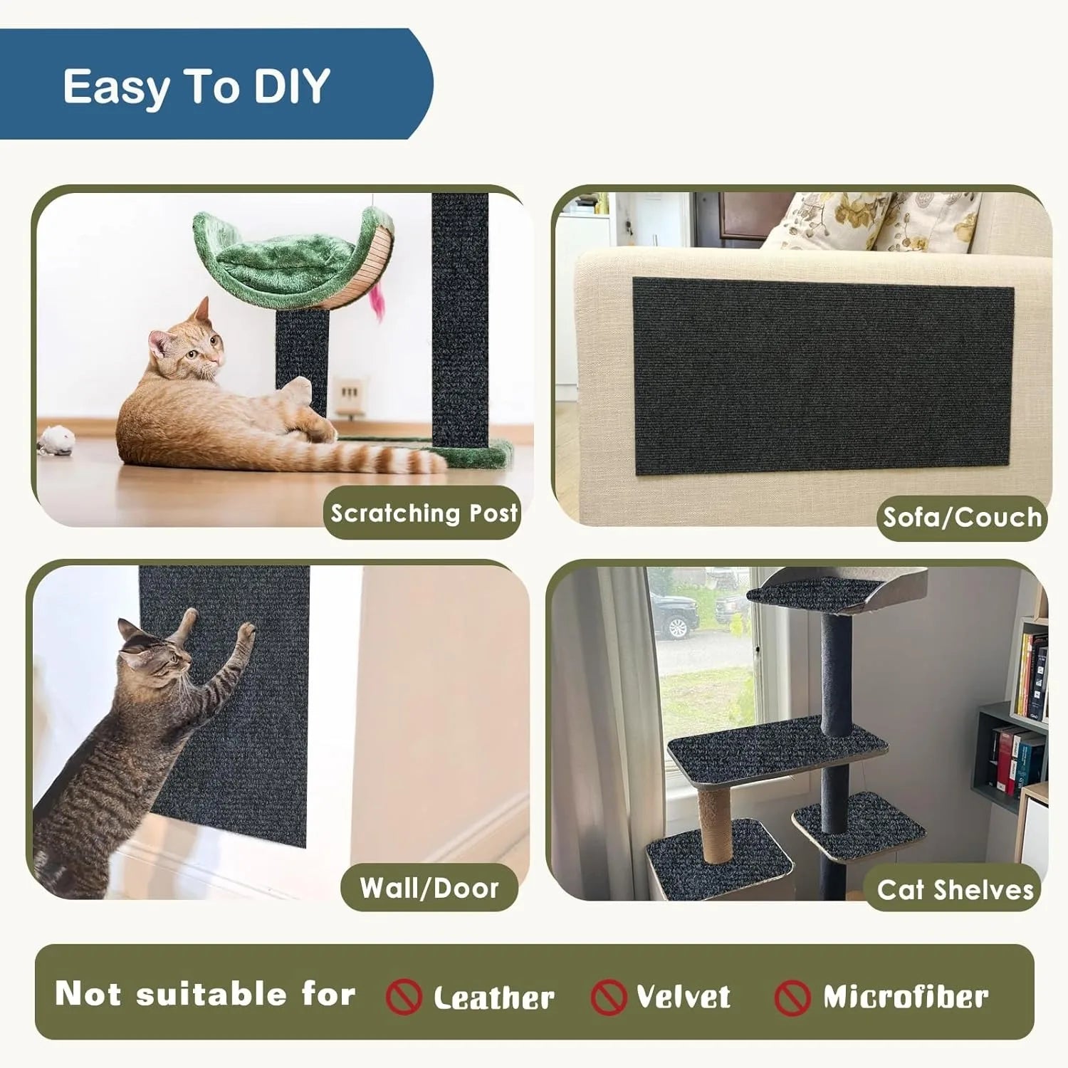 Anti Cat Scratch Mat Trimmable Self-Adhesive Carpet Mat Pad Cat Pet Scratcher Furniture Couch Corner Indoor Sofa Wall Protector