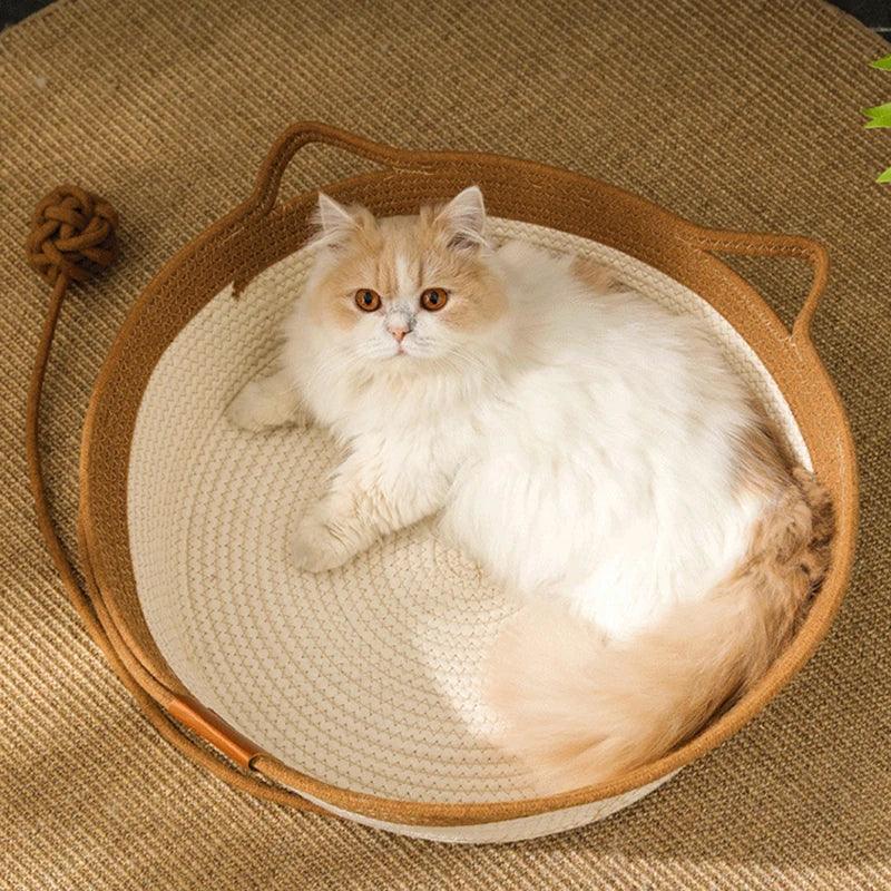 MADDEN Rattan Cat Bed: Cooling, Scratching Basket, Japanese Style