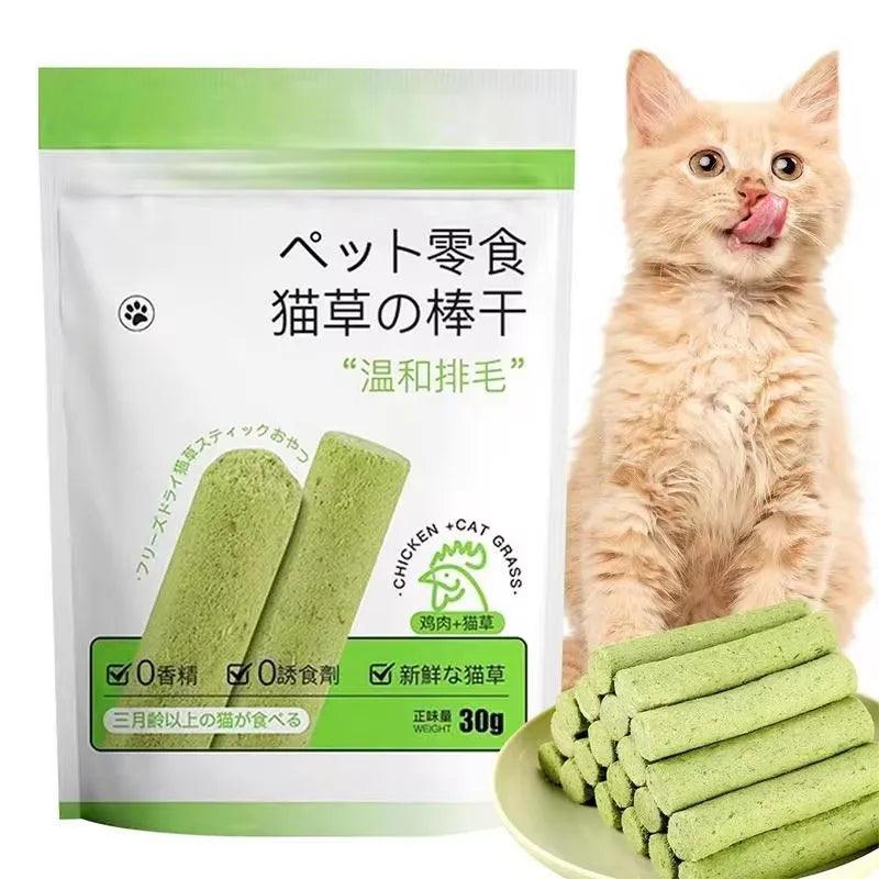 6PCS Cat Grass Teeth Grinding Stick Pet Snacks Hairball Removal Mild Hair Row Ready To Eat Cat Baby Cat Teeth Cleaning Sticks