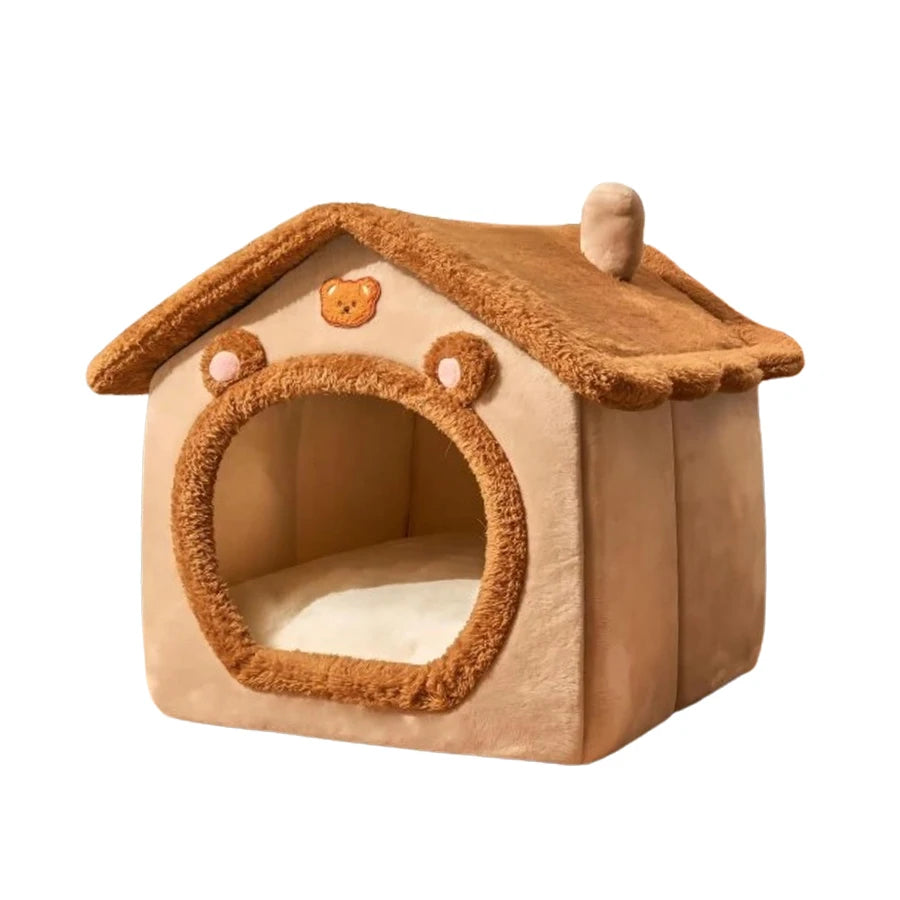 Premium Foldable Pet Cave | Washable Cat & Dog House with Soft Cushion