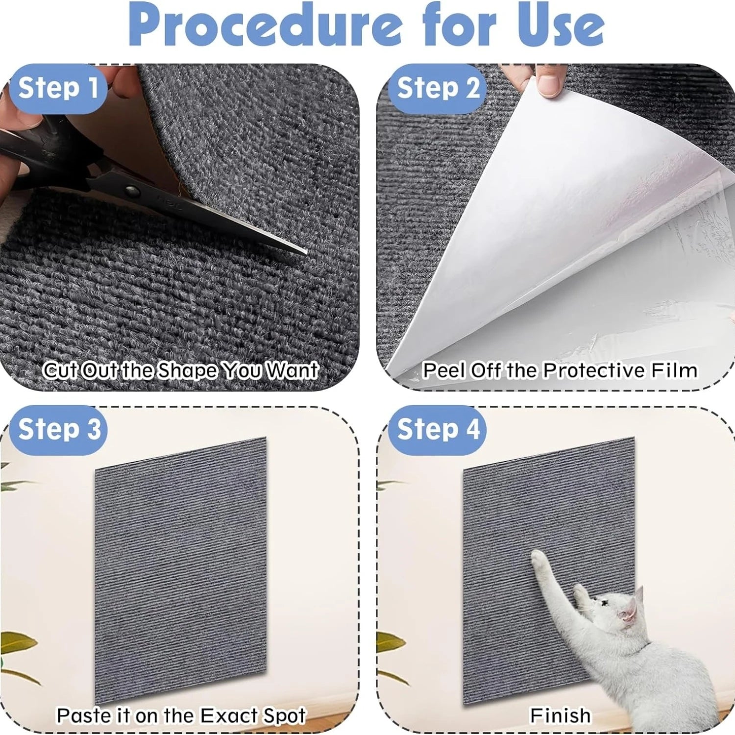 Anti Cat Scratch Mat Trimmable Self-Adhesive Carpet Mat Pad Cat Pet Scratcher Furniture Couch Corner Indoor Sofa Wall Protector