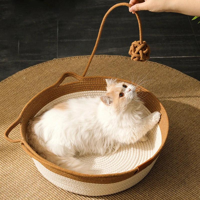 MADDEN Rattan Cat Bed: Cooling, Scratching Basket, Japanese Style