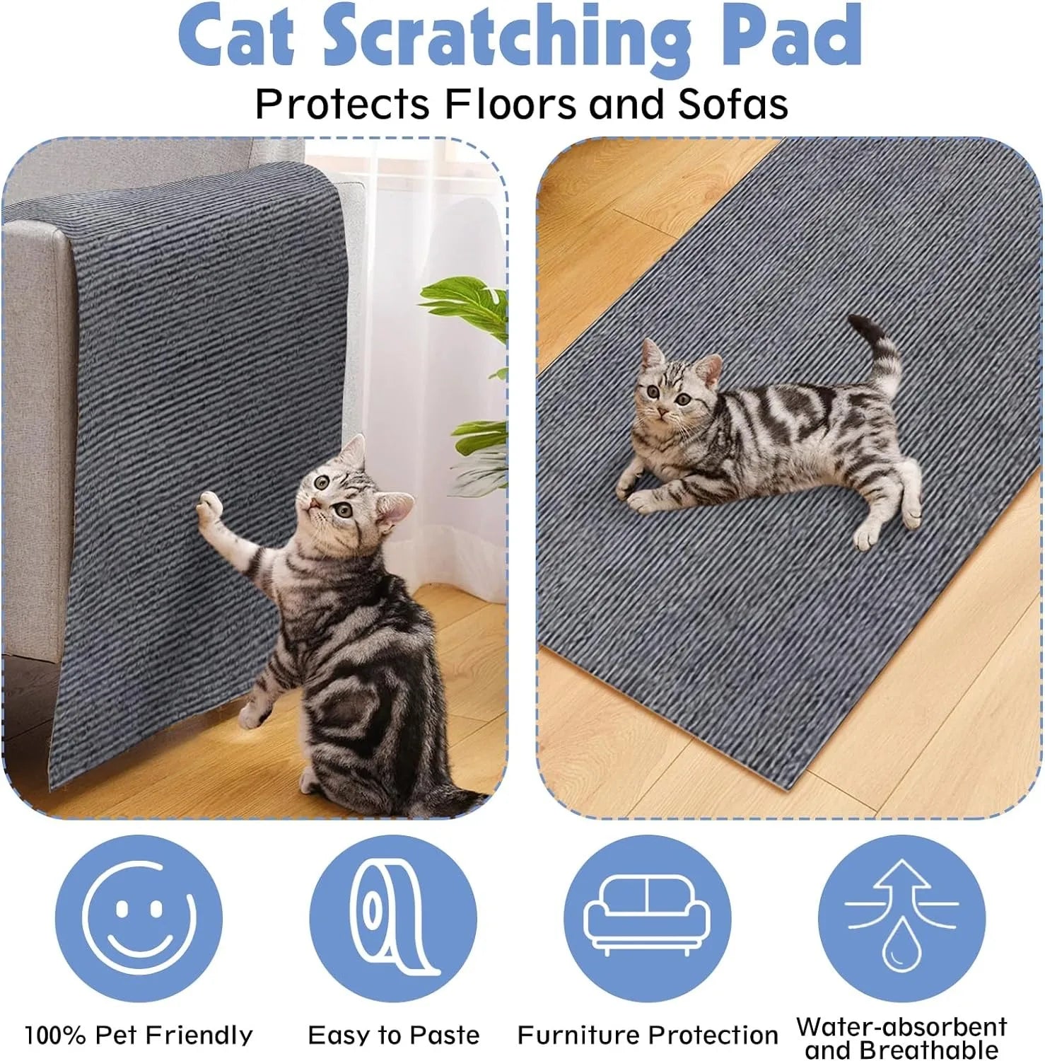 Anti Cat Scratch Mat Trimmable Self-Adhesive Carpet Mat Pad Cat Pet Scratcher Furniture Couch Corner Indoor Sofa Wall Protector