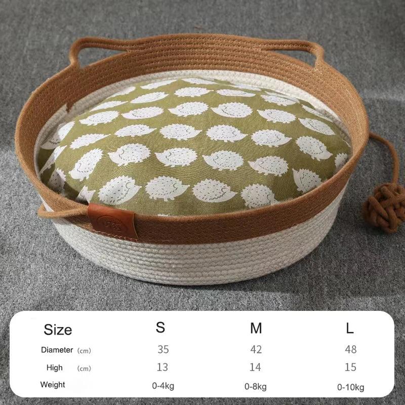 MADDEN Rattan Cat Bed: Cooling, Scratching Basket, Japanese Style