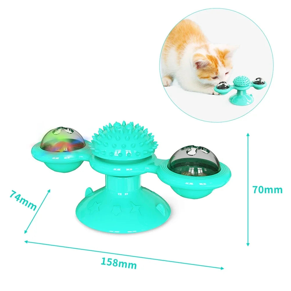 Interactive Windmill Cat Toy with Turntable - Dental Care & Anxiety Relief for Kittens