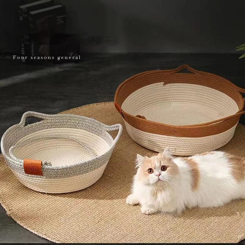 MADDEN Rattan Cat Bed: Cooling, Scratching Basket, Japanese Style