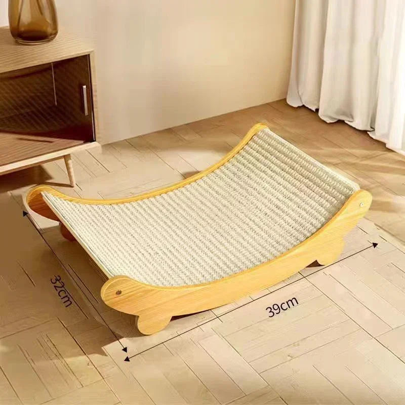 Premium Wooden Cat Scratching Bed & Lounger | Detachable 2-in-1 Design | Durable Sisal Scratch Pad with Cozy Rest Area