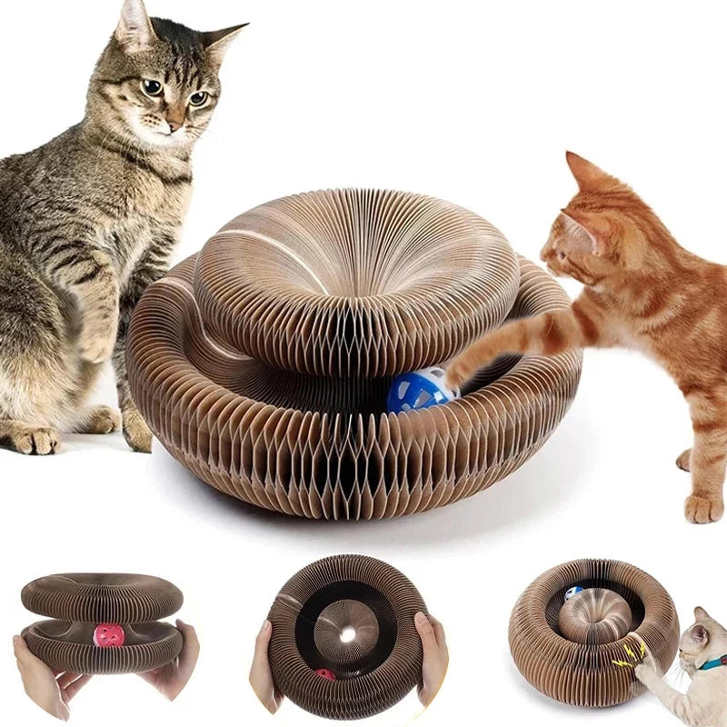 Magic Cat Scratch Organ Board Cat Toy with Ball Cat Grinding Claw Cat Climbing Frame Kitten Round Corrugated Cat Scratching Toy