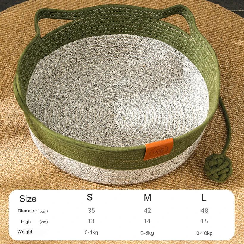 MADDEN Rattan Cat Bed: Cooling, Scratching Basket, Japanese Style