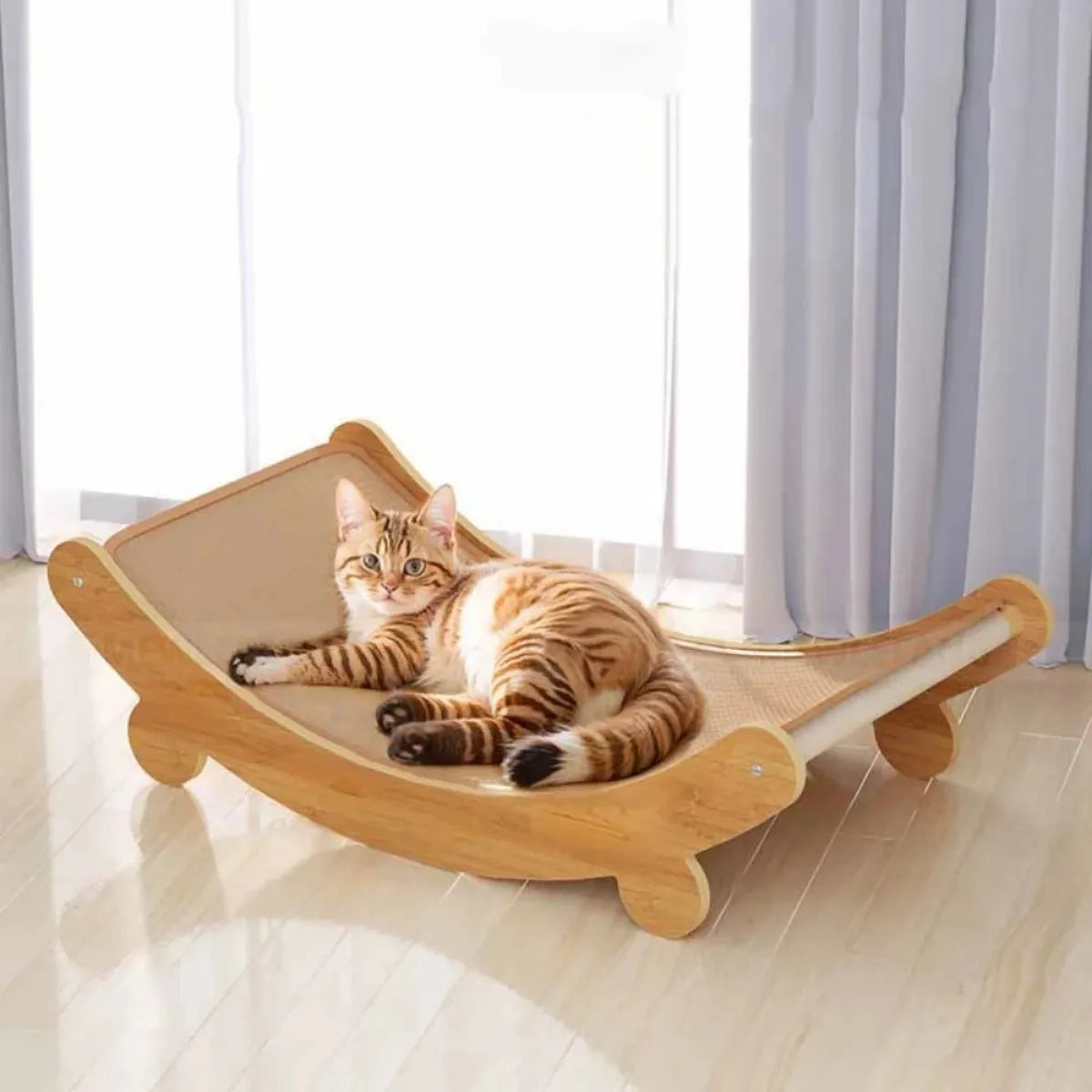 Premium Wooden Cat Scratching Bed & Lounger | Detachable 2-in-1 Design | Durable Sisal Scratch Pad with Cozy Rest Area