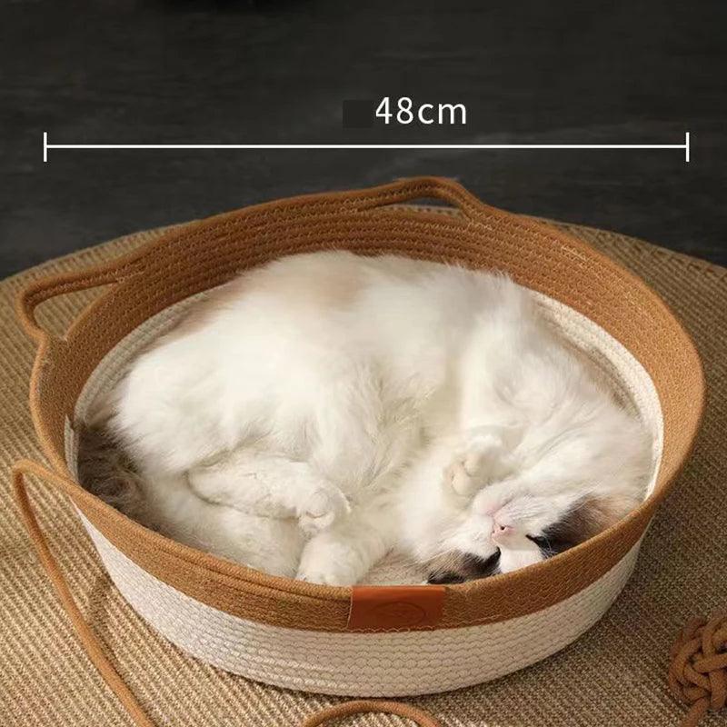 MADDEN Rattan Cat Bed: Cooling, Scratching Basket, Japanese Style