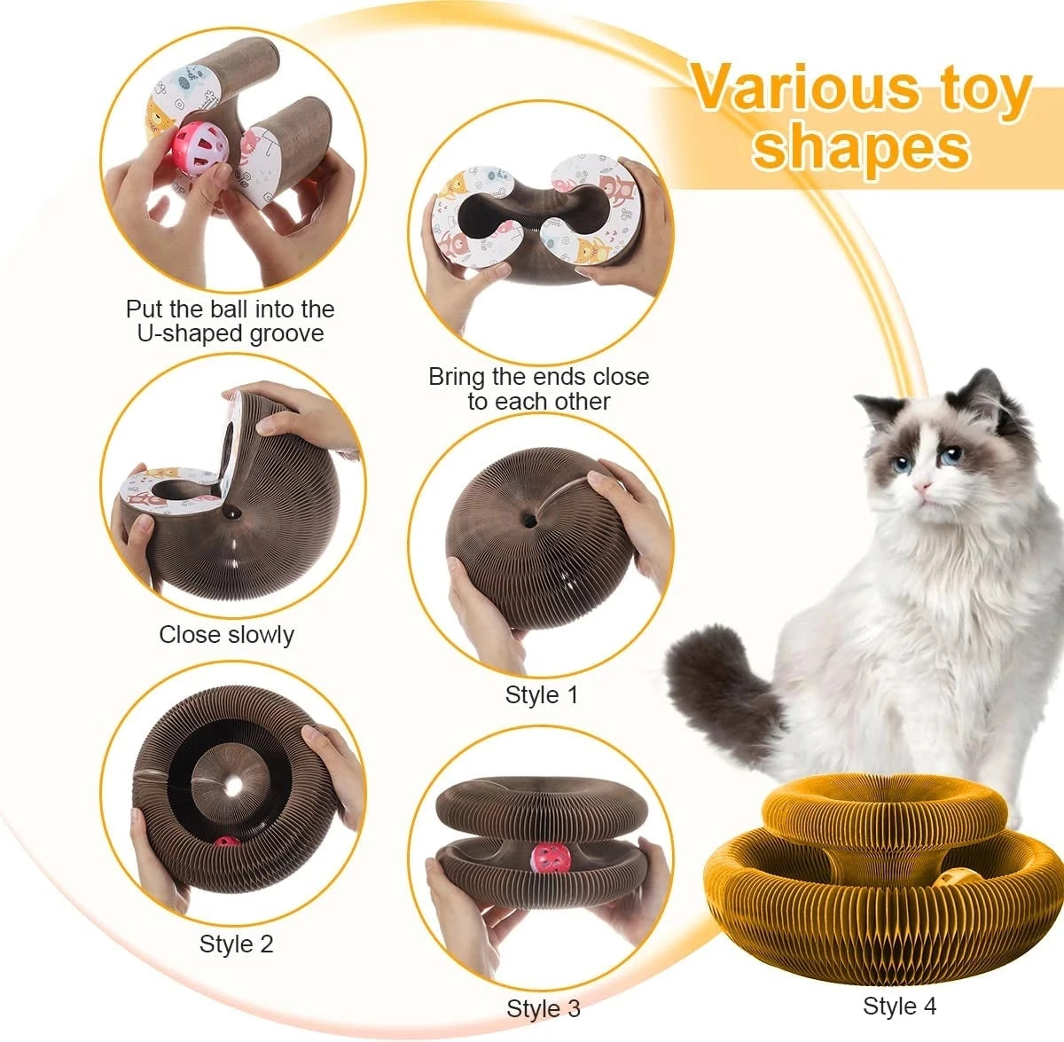 Magic Cat Scratch Organ Board Cat Toy with Ball Cat Grinding Claw Cat Climbing Frame Kitten Round Corrugated Cat Scratching Toy