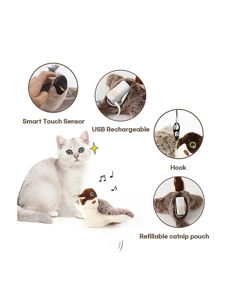 30CM Dancing Bird Cat Toys Interactive Catnip Exercise Toys For Indoor Cats